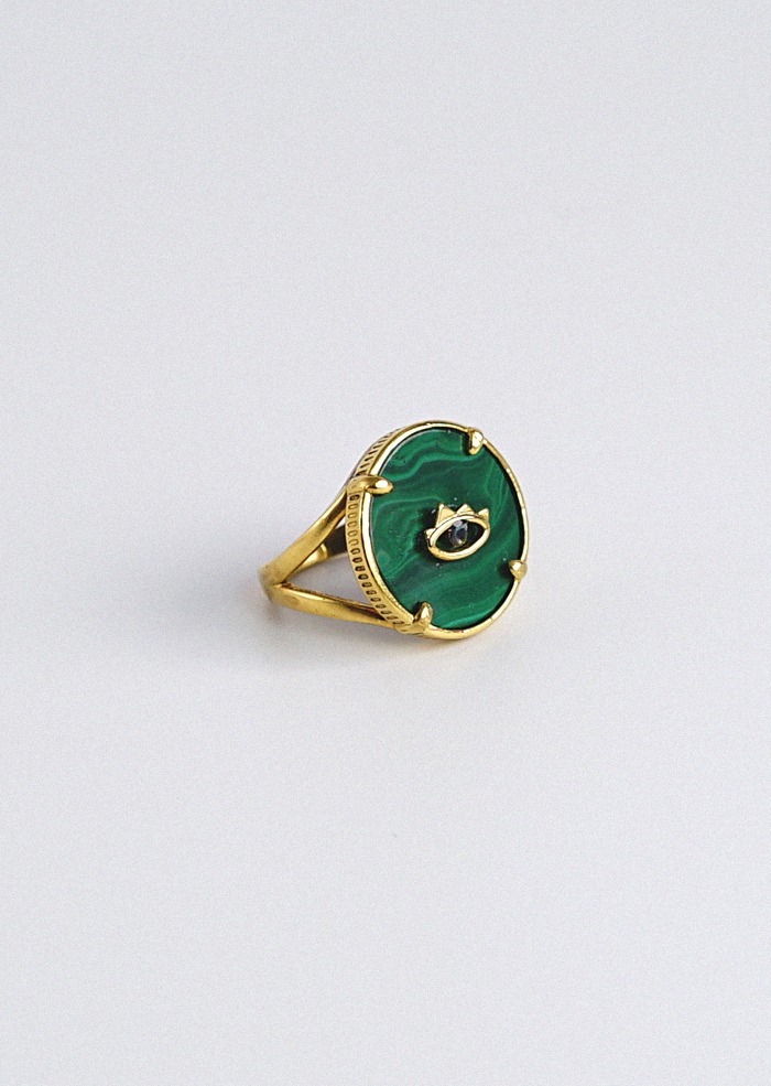 [35% SALE] Green Malachite Eye ring